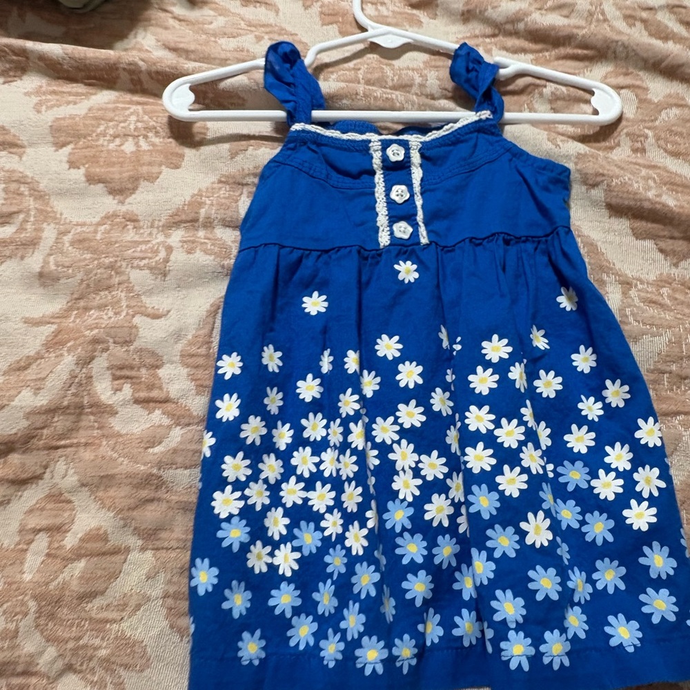 Healthtex Blue Baby Dress with White Trim